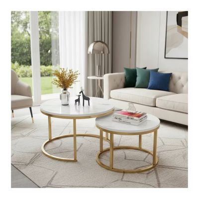 Imagen 2 del producto Mesa De Centro Auxiliar Doble Melamina 70x45cm 50x38cm BLANCA