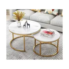 GENERICO - Mesa De Centro Auxiliar Doble Melamina 70x45cm 50x38cm BLANCO