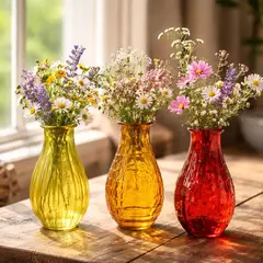 BRIC - Florero De Vidrio Colores 7x15 Set De 3