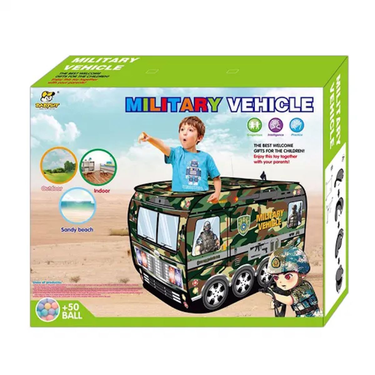 GENERICO - Tienda Infantil Carpa Plegable Camión Militar