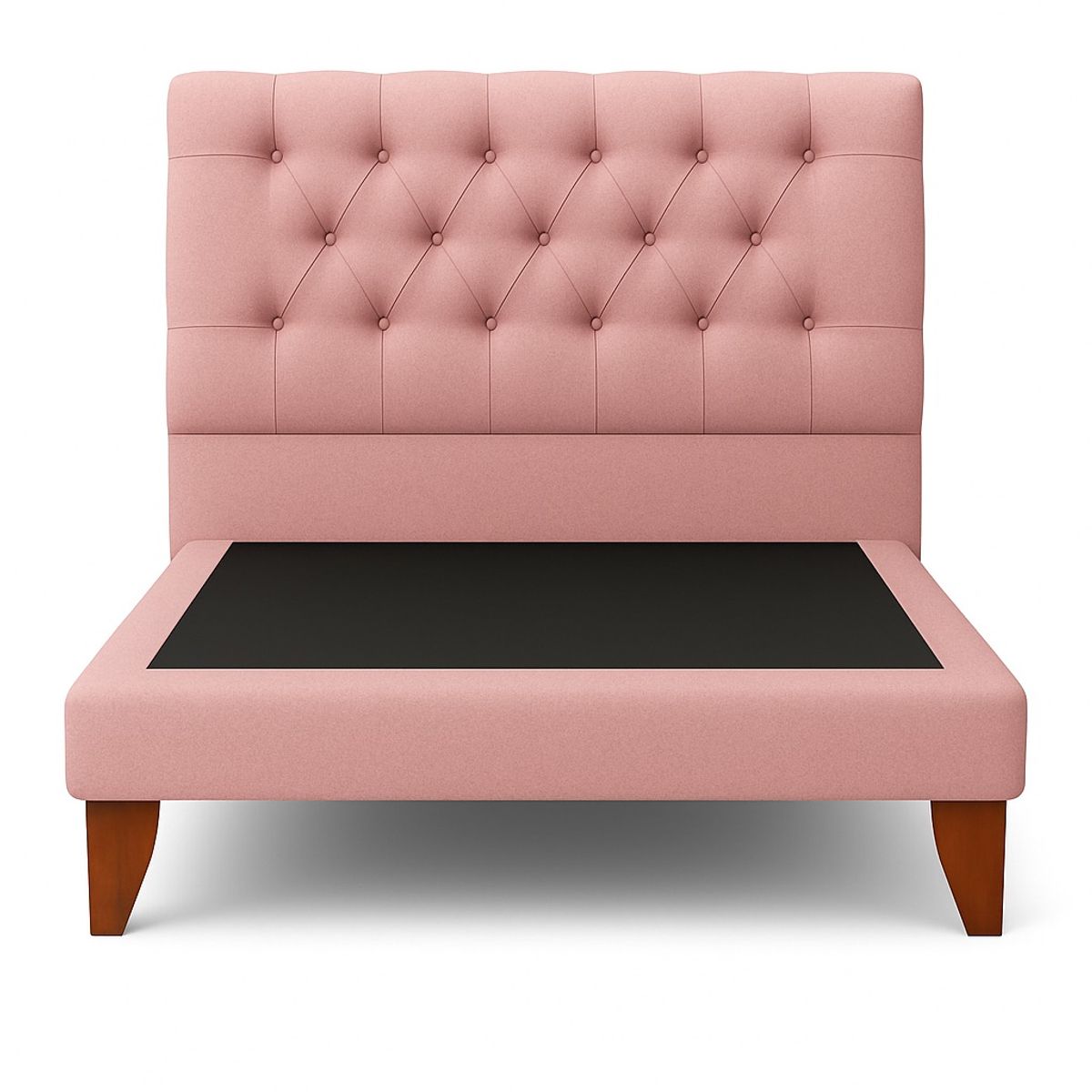 GENERICO - Cama Plaza y Media Rosado Capitone en Lino + Colchon Mery Desing