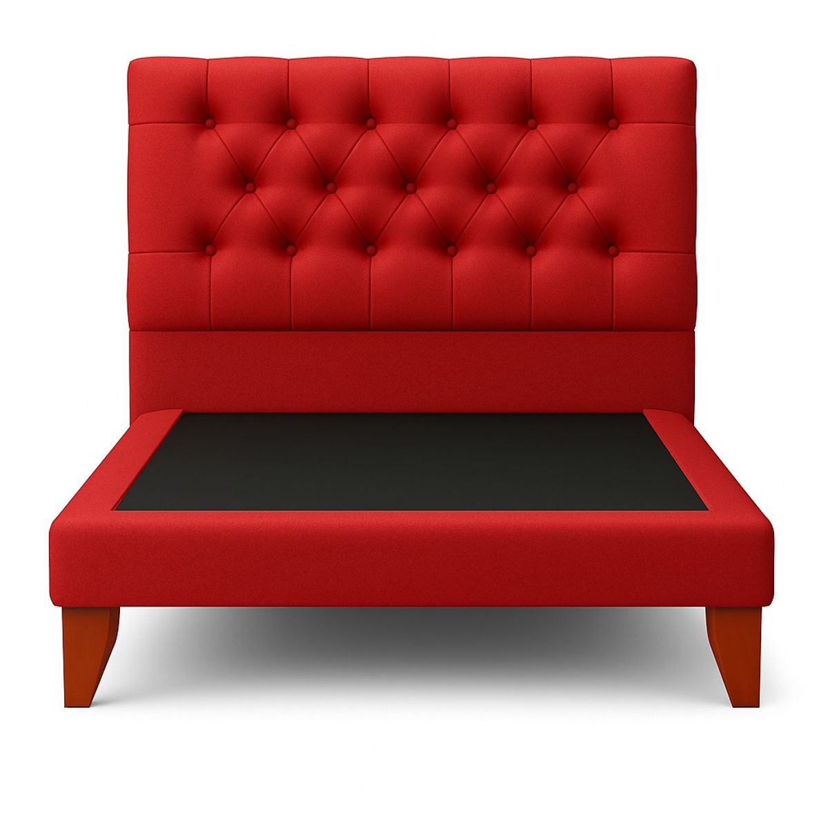 GENERICO - Cama Plaza y Media Rojo En Lino Capitone + Colchon Mery Desing