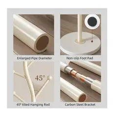 EVERSO - Perchero Colgador De Pie Ropa Con 8 Ganchos Y Bandeja 178cm Blanco