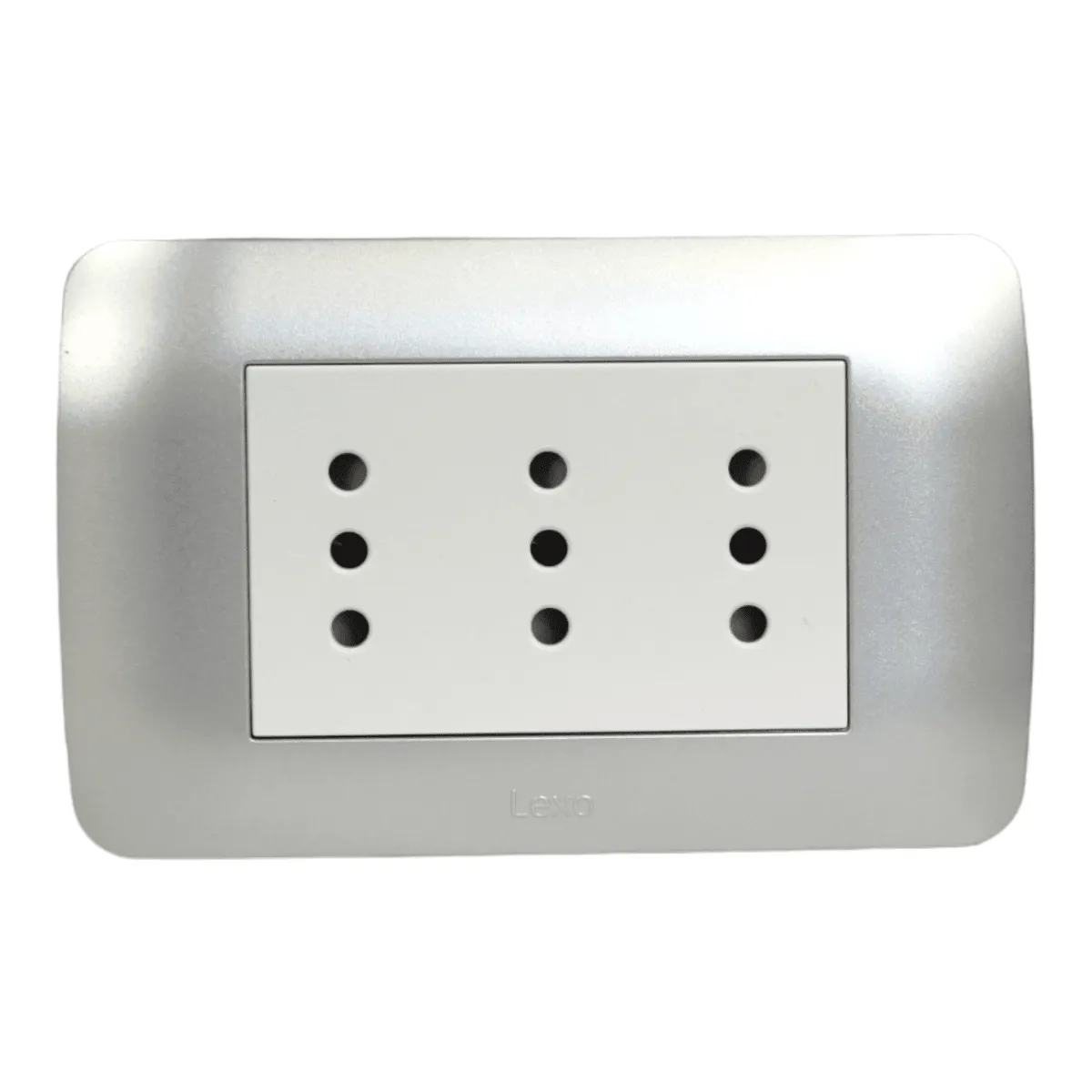 LEXO - Enchufe Hembra Triple 2p+t 10a Plata Armado - Lexo Color Plateado