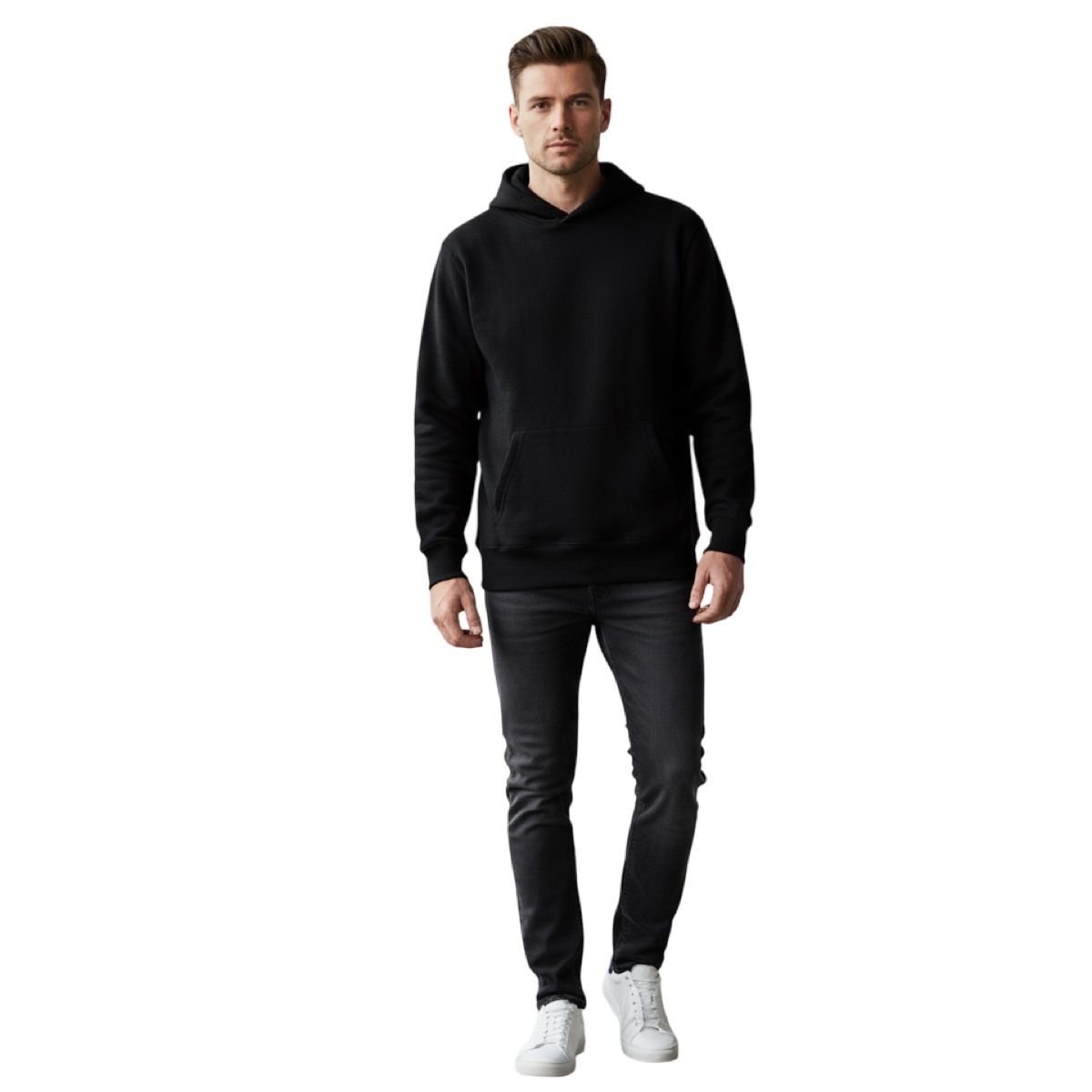 AAYO MODA - Polerón Negro Unisex Clásico con Capucha y Bolsillo Canguro