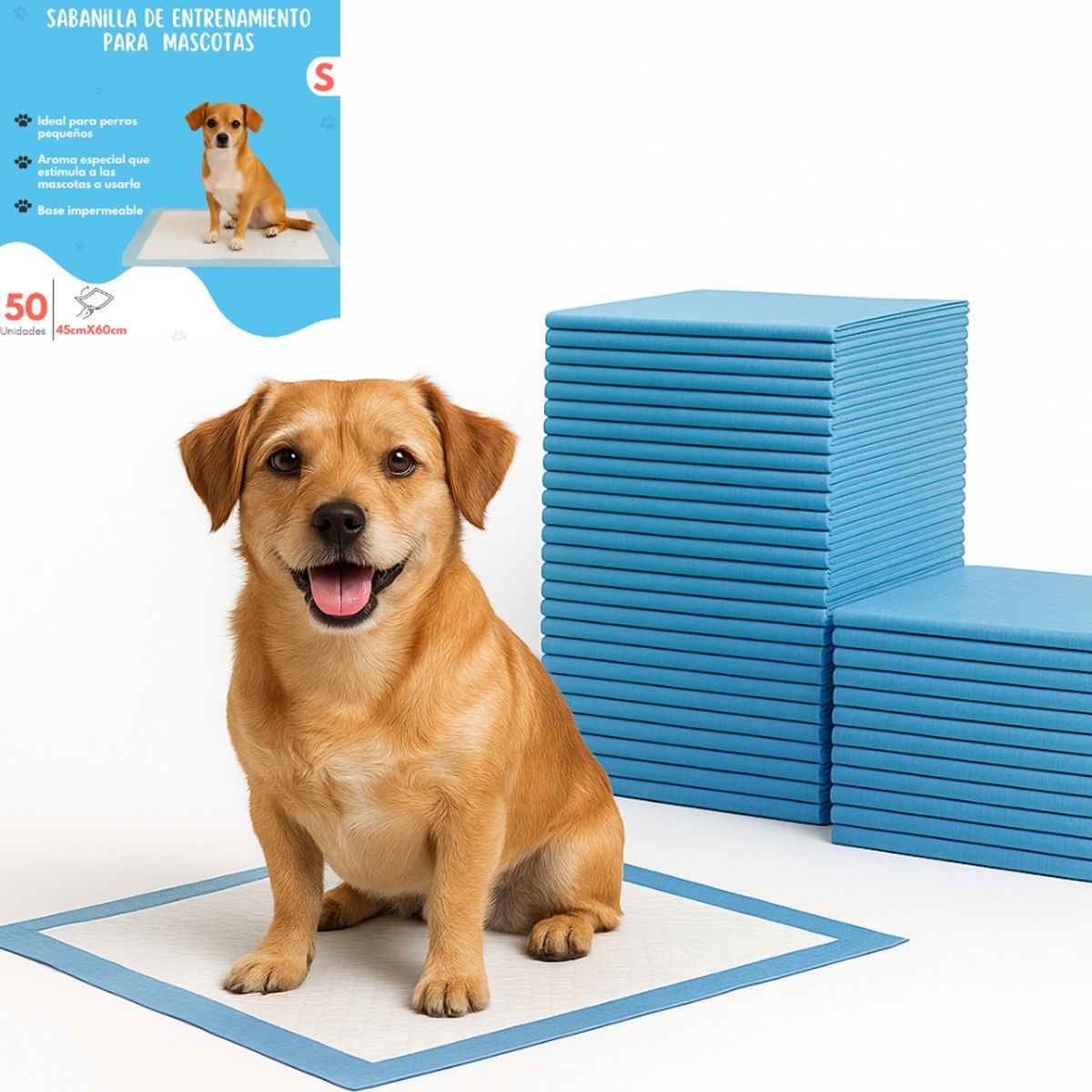 GENERICO - 50 Pañales Sabanillas Entrenamiento Absorbentes Mascota Perros 60x45 cm