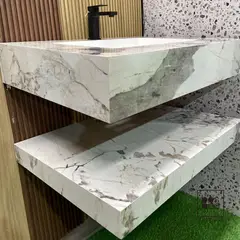 GENERICO - MUEBLE FLOTANTE DE BAÑO - PORCELANATO MARMOL GRIS