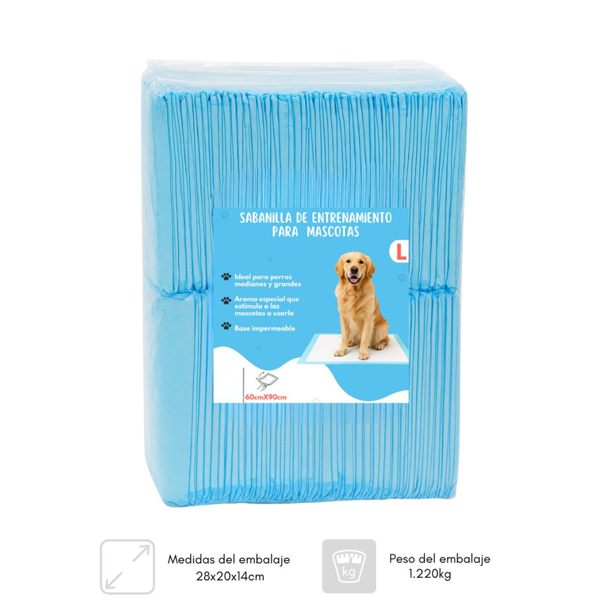 GENERICO - 20 Pañales Sabanillas Entrenamiento Absorbentes Mascota Perros 60x90 cm