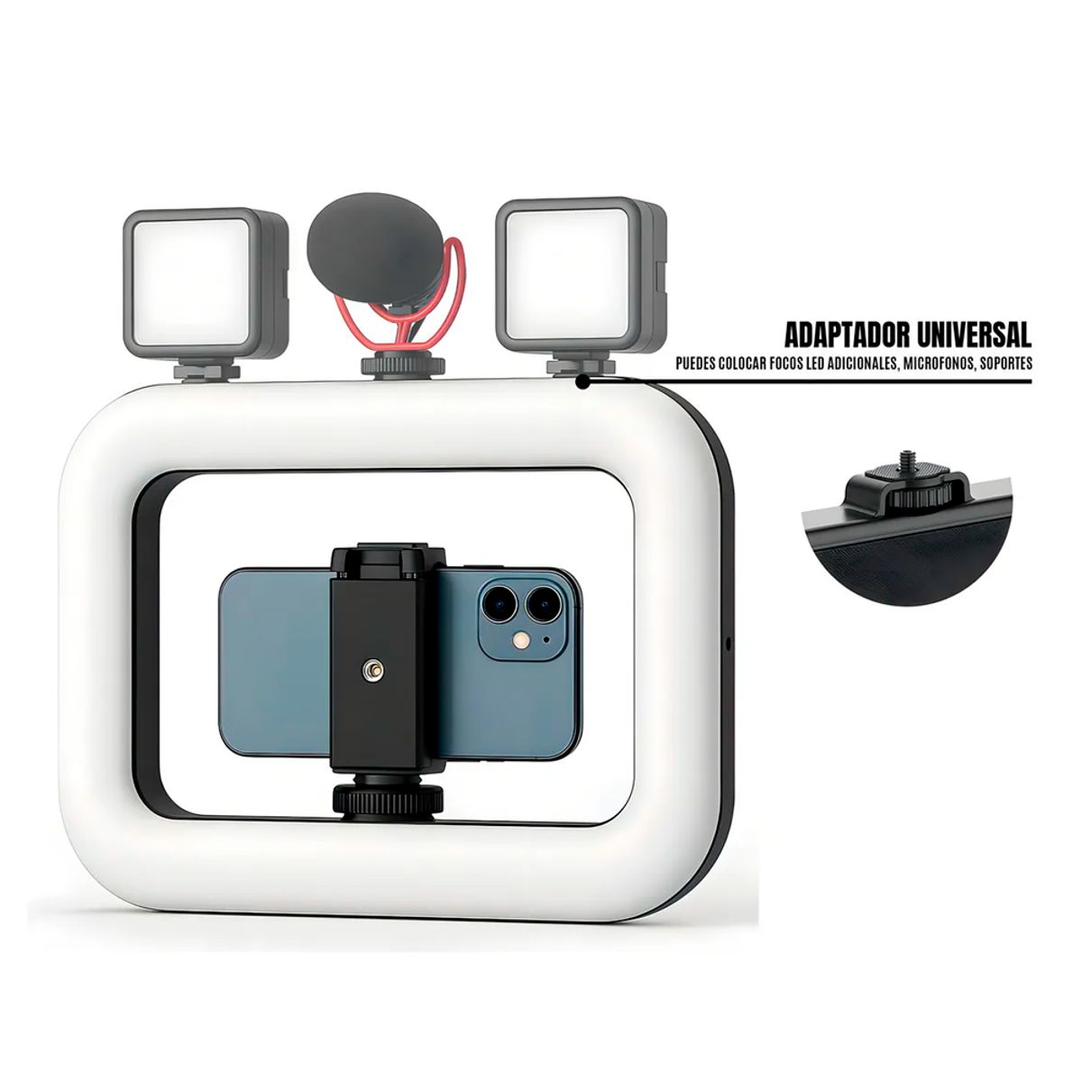 GENERICO - Mushovi Estabilizador Portátil CelularCámara Luz LED Bicolor 8000mAh CRI 96+ Negro
