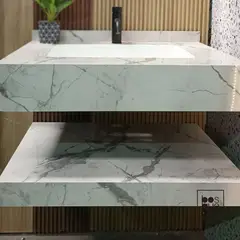 GENERICO - MUEBLE FLOTANTE DE BAÑO - PORCELANATO MARMOL BLANCO