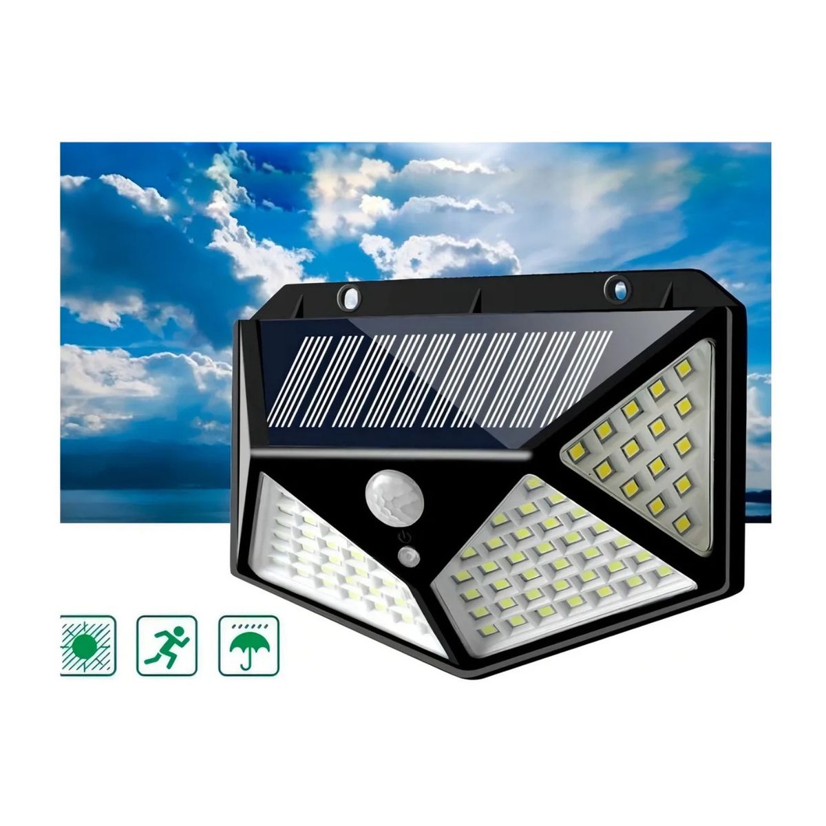 GENERICO - Foco Solar Led Exterior Sensor De Movimiento Negro