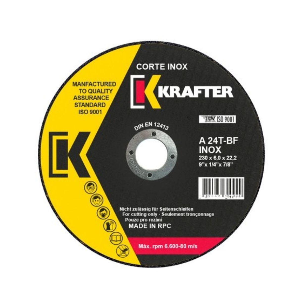 KRAFTER - Set 5 Disco De Corte Metal 9 X 2.0mm Krafter Negro