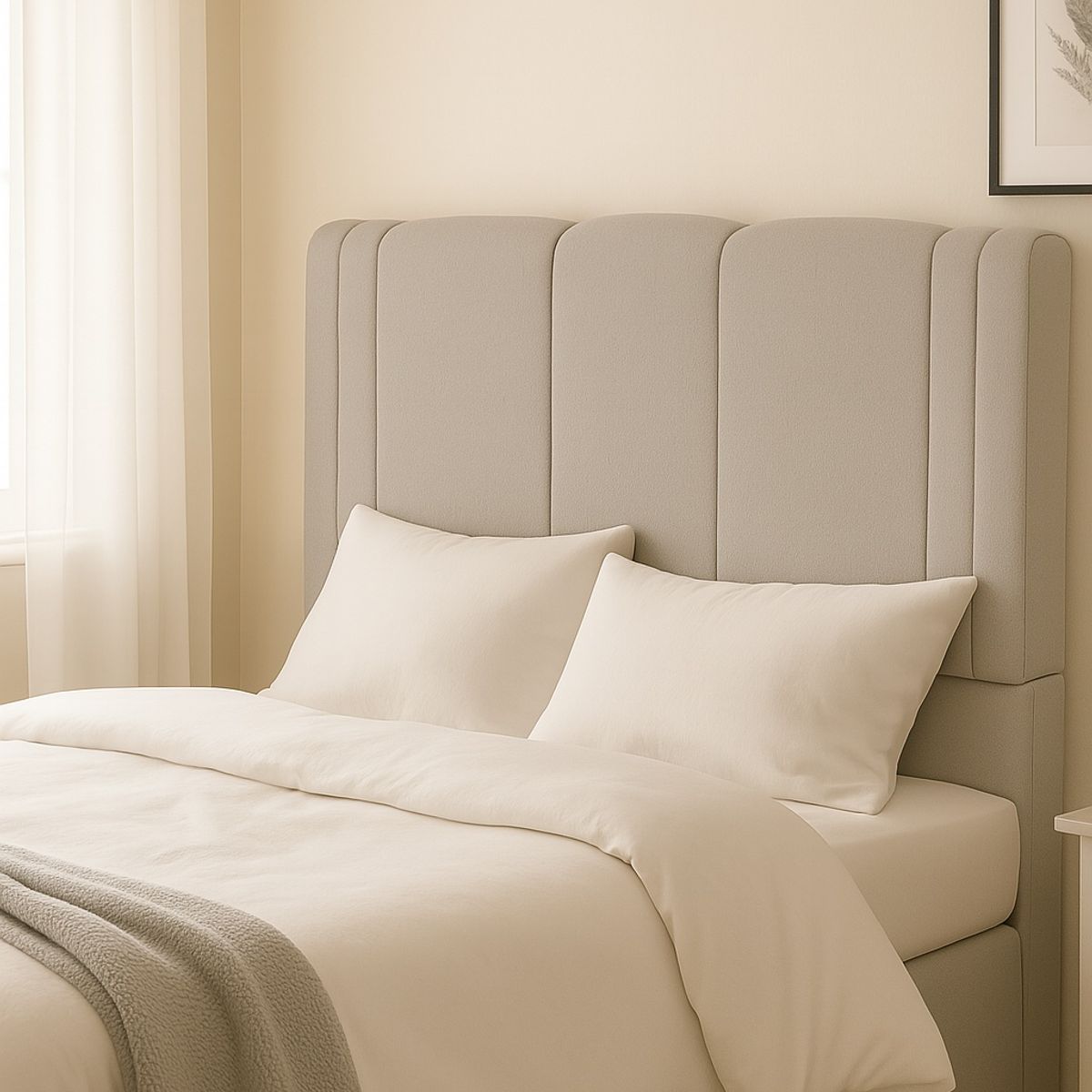 GENERICO - Respaldo De Cama 1.5 Plazas Milano Gris Claro En Lino