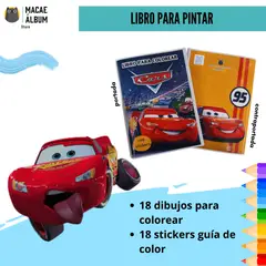 GENERICO - Libro para pintar Cars con stickers