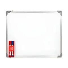 GENERICO - Pizarra Acrílica Blanca con Marco Aluminio + Set Plumones y Borrador 45x60cm