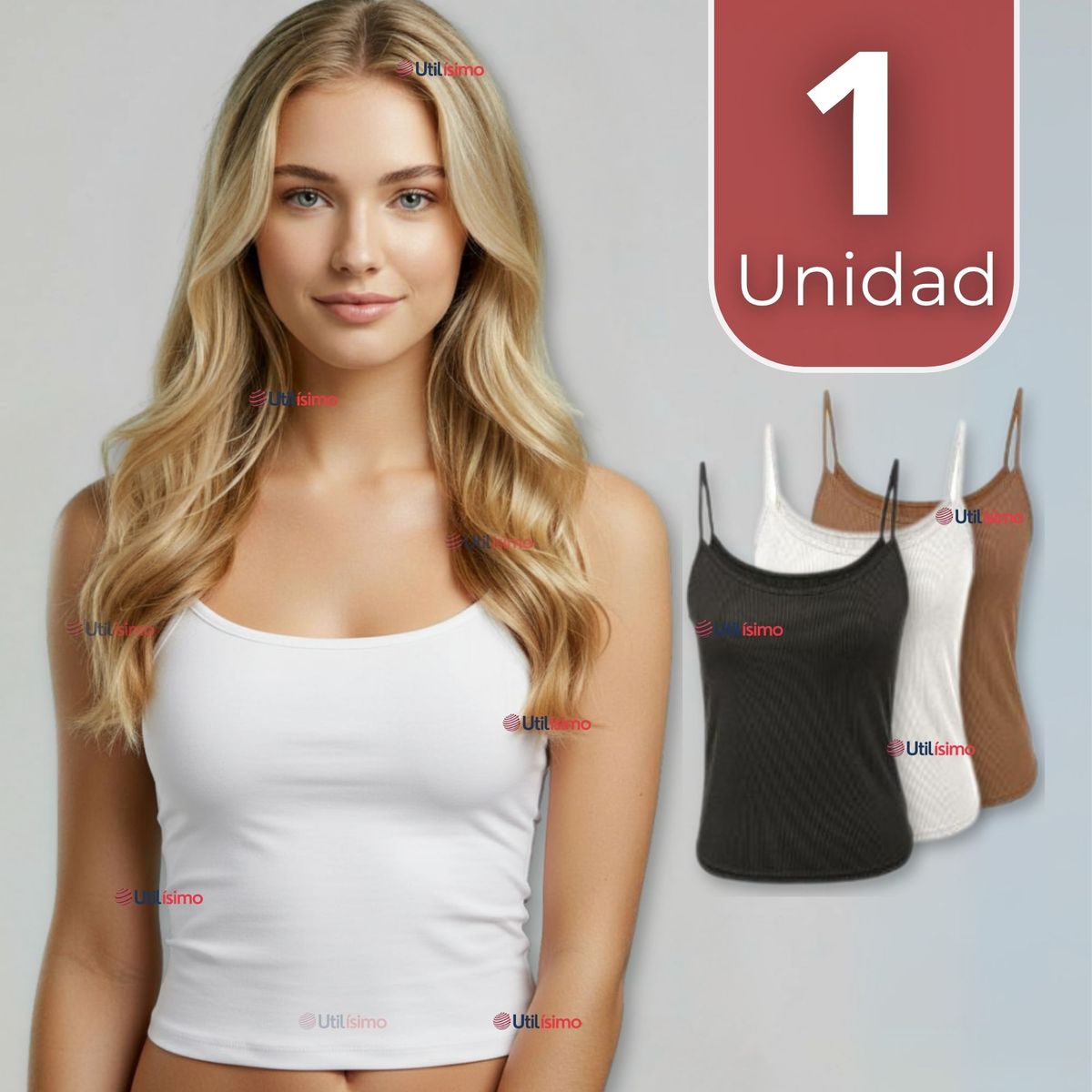 UTILISIMO - Polera Camiseta Pabilo Básica Elástica Algodón Mujer Colores Surtidos