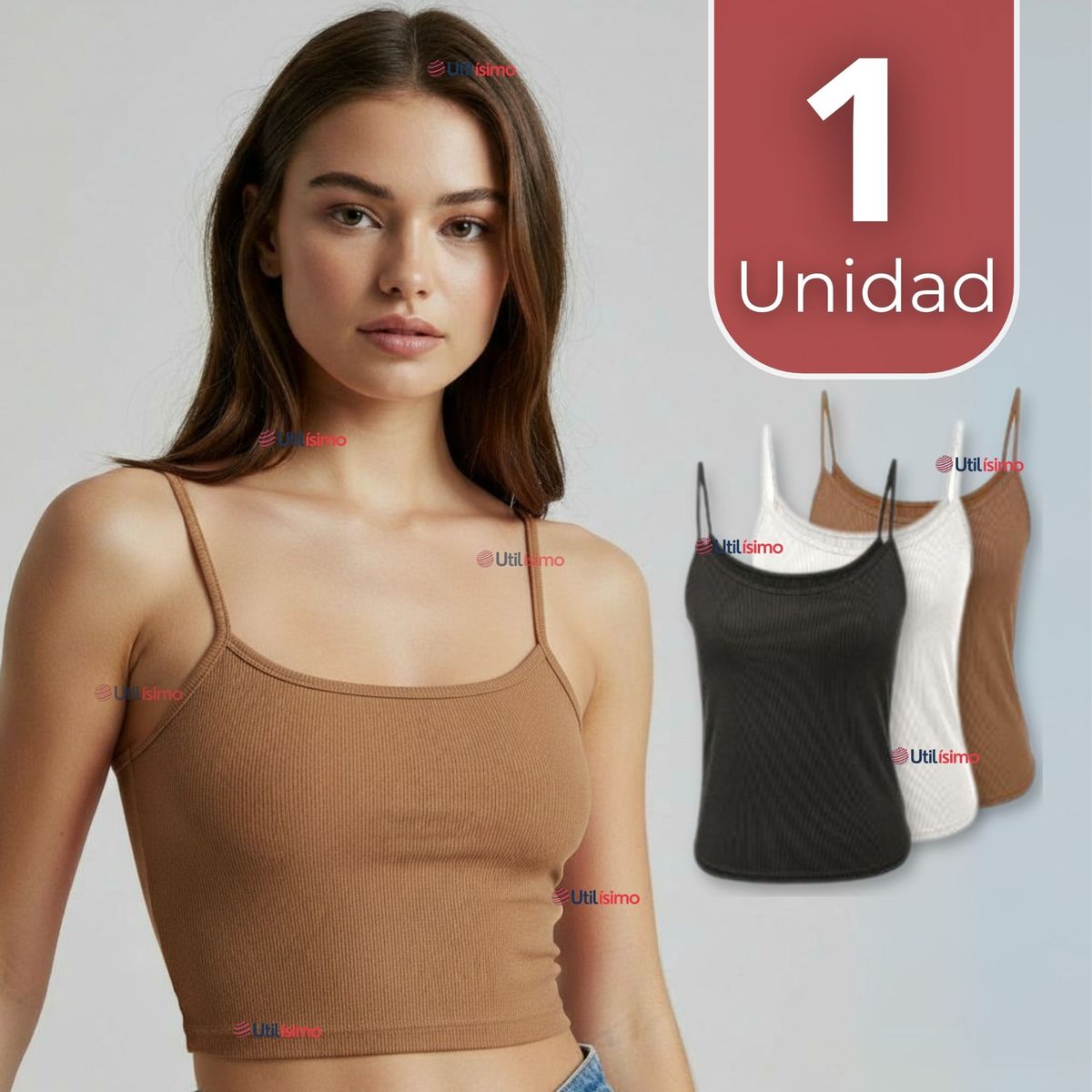 UTILISIMO - Polera Camiseta Pabilo Básica Elástica Algodón Mujer Colores Surtidos