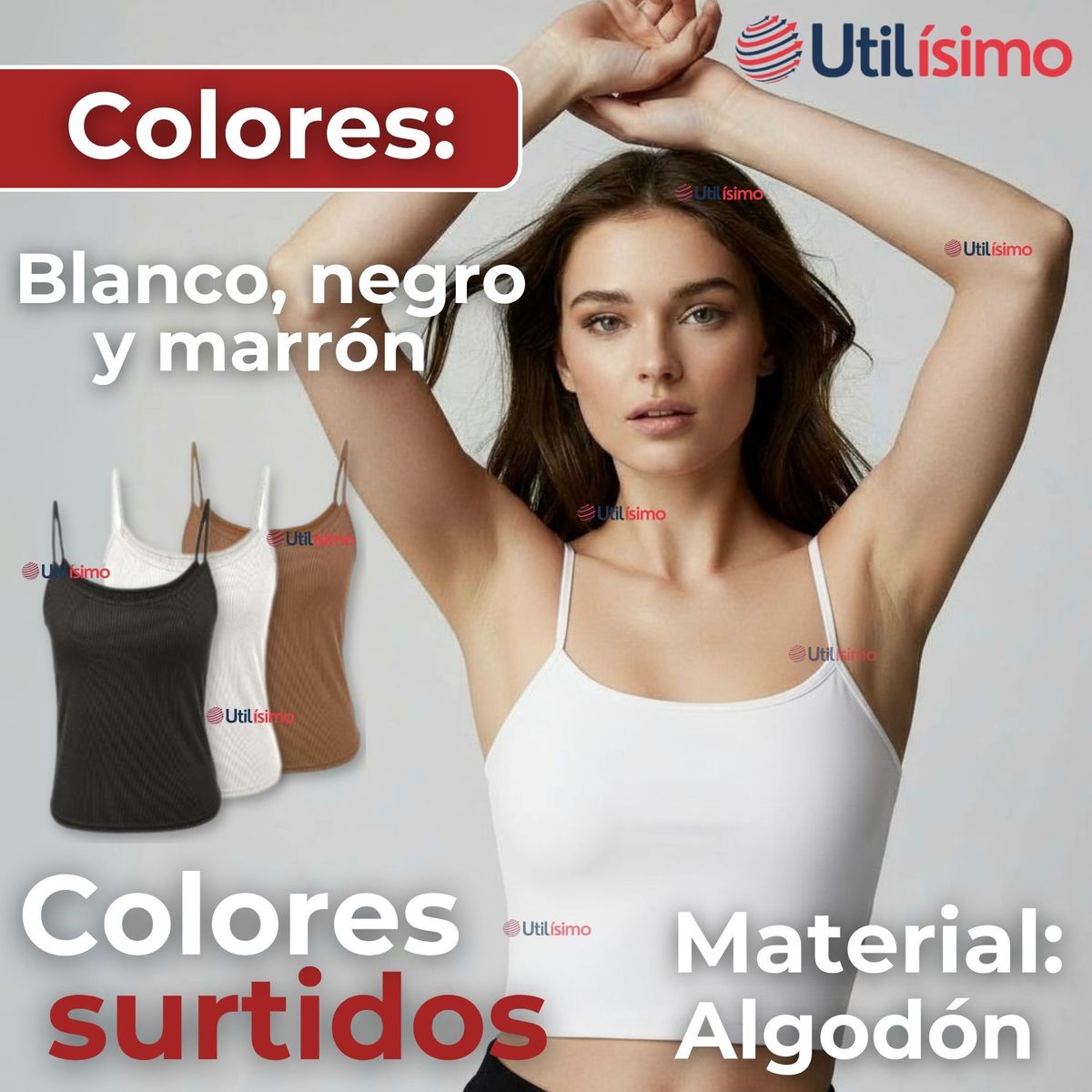 UTILISIMO - Polera Camiseta Pabilo Básica Elástica Algodón Mujer Colores Surtidos