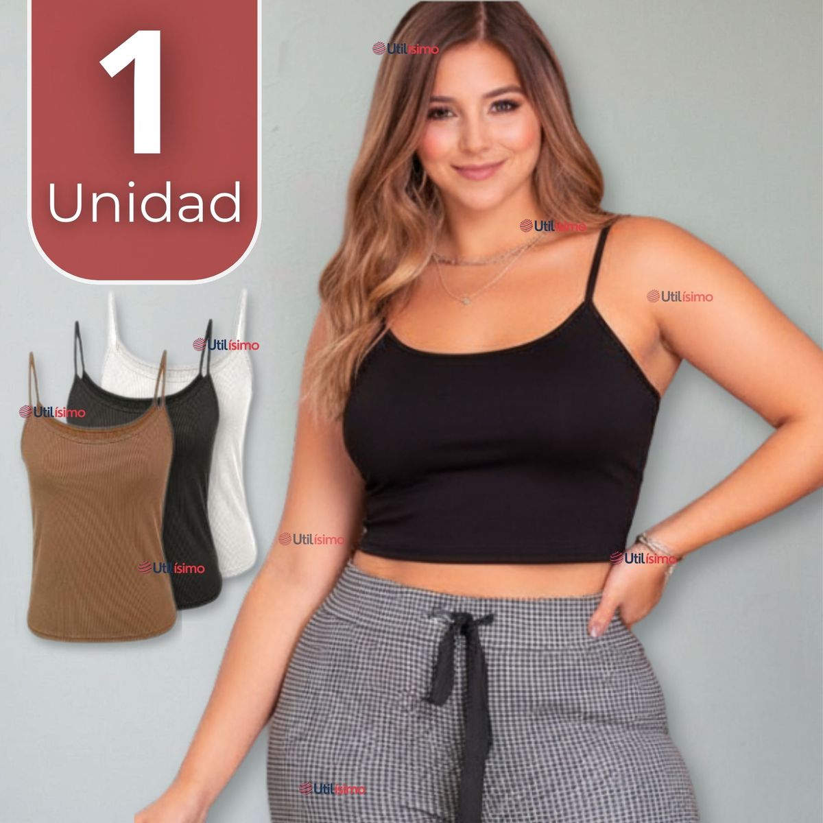 UTILISIMO - Polera Camiseta Pabilo Básica Elástica Algodón Mujer Colores Surtidos