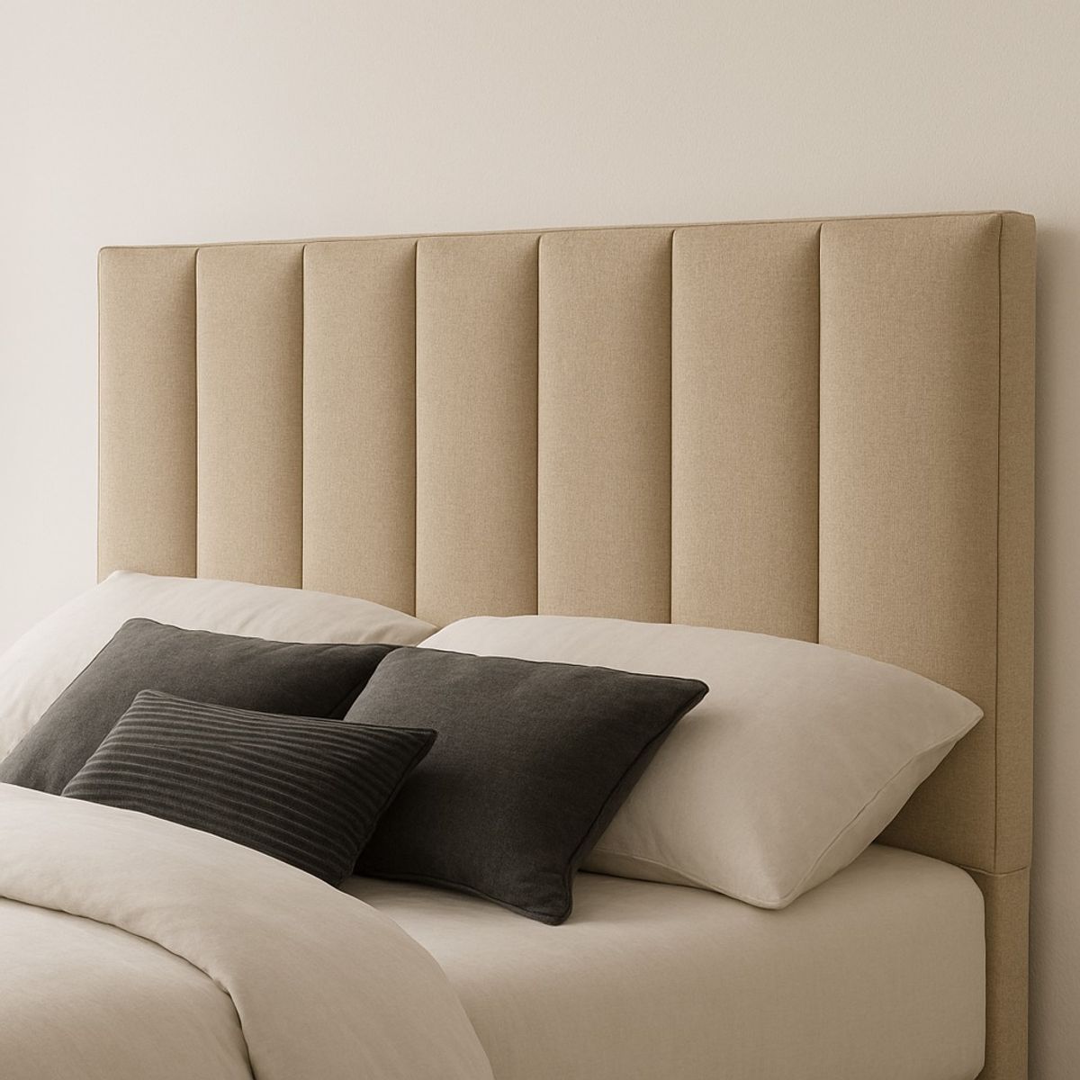 GENERICO - Respaldo De Cama 1.5 Plazas Turín  Beige Lino