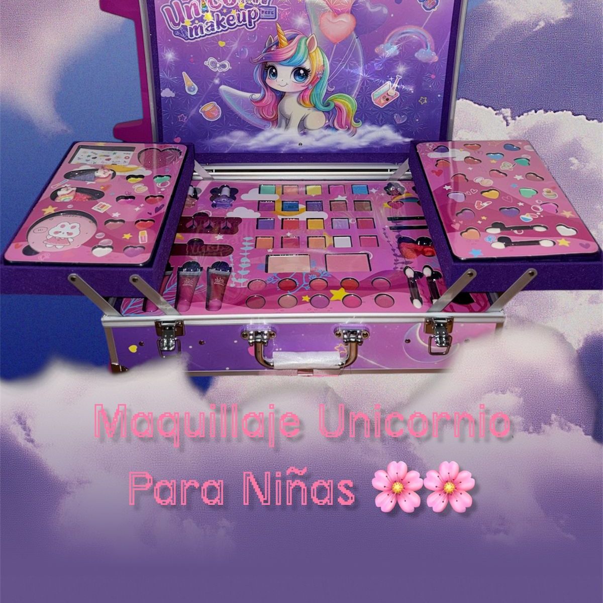 GENERICO - Maleta De maquillajes Con Rueda Infantil Para Niñas Unicornio Morado