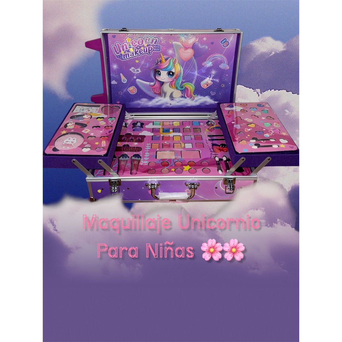 GENERICO - Maleta De maquillajes Con Rueda Infantil Para Niñas Unicornio Morado