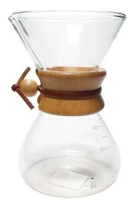 Cafetera Por Goteo 400 Ml Vidrio - Cuero Y Madera