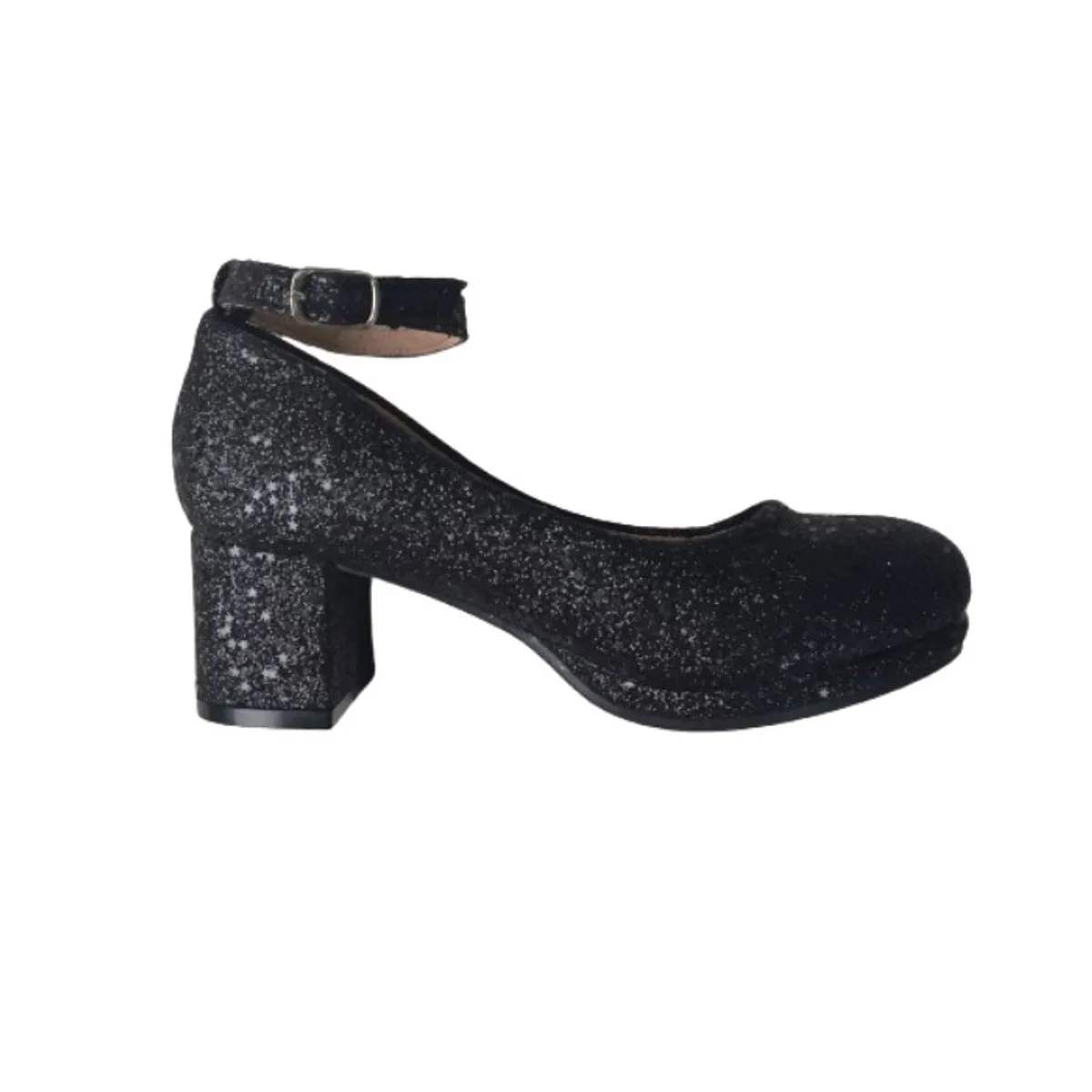 COMPRAPO - Zapato Calzado Princesa Niña con Tacón y Destellos Negro