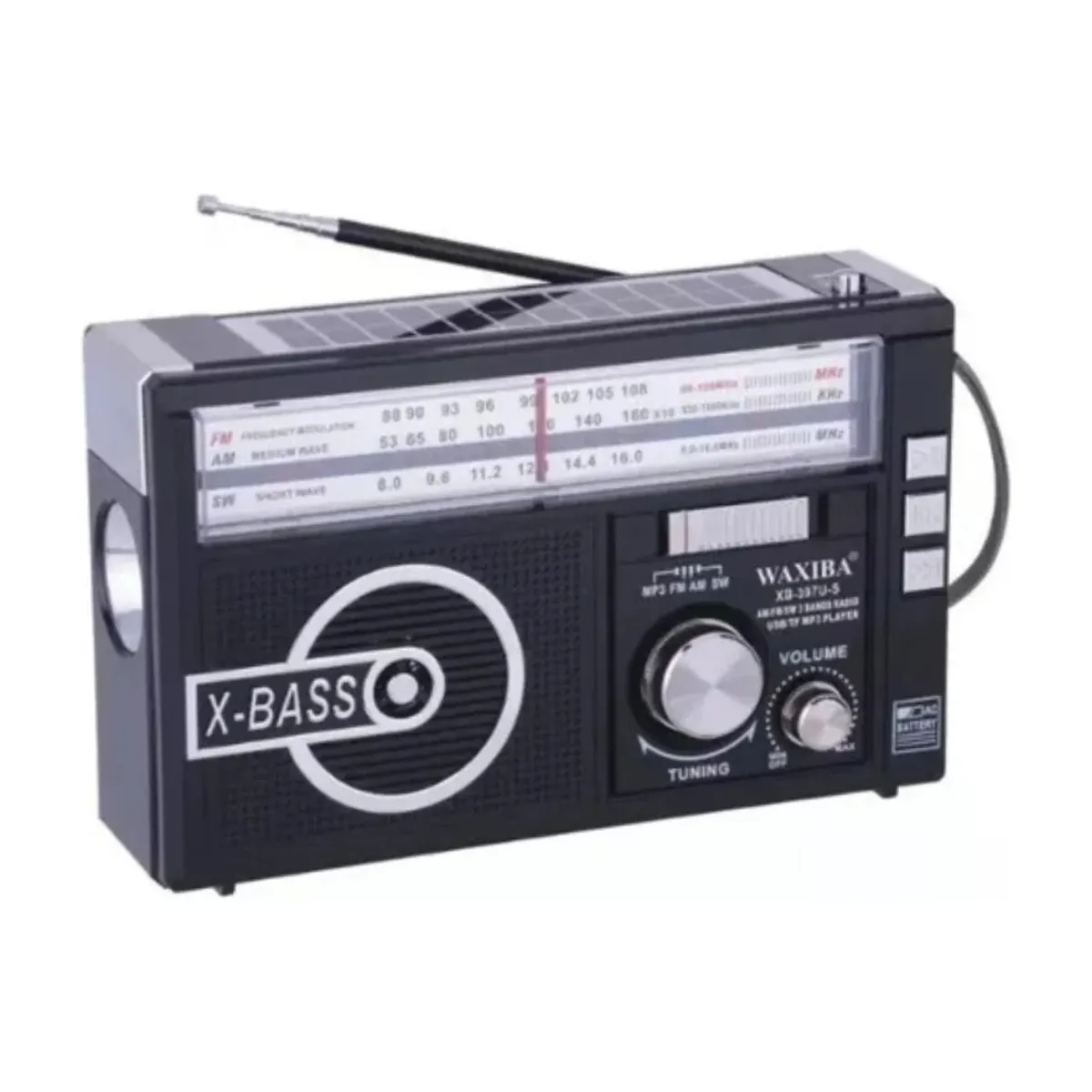 MOVI - Radio Portátil Recargable con Carga Solar y Linterna LED