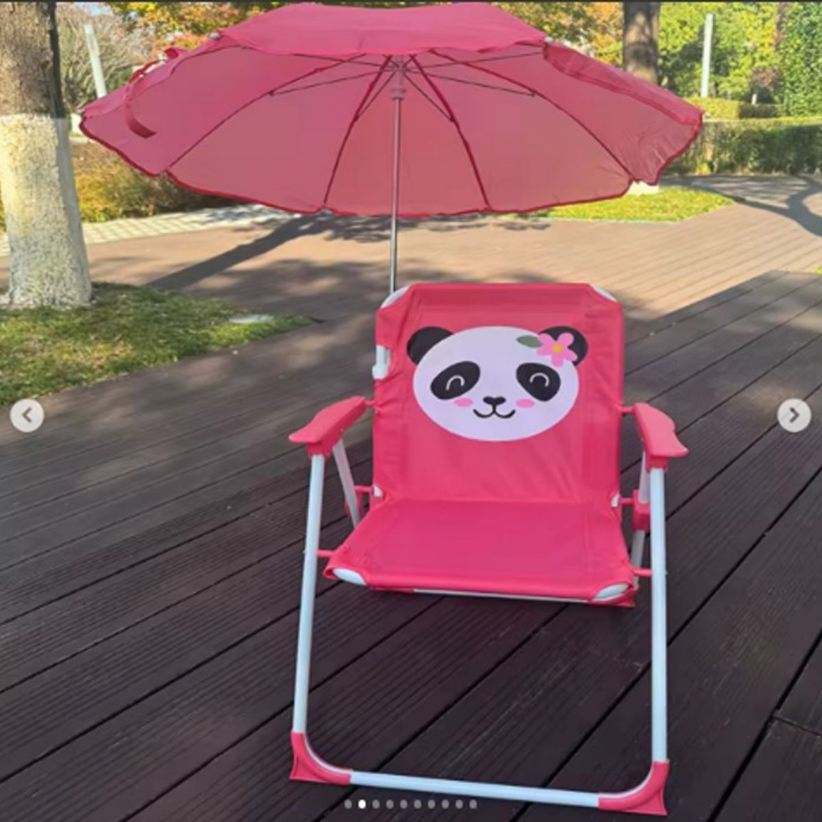 GENERICO - SILLA DE PLAYA INFANTIL PARA NIÑOS Y NIÑAS CON SOMBRILLA DISEÑO FUCSIA PANDA MP