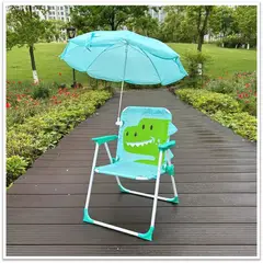 GENERICO - SILLA DE PLAYA INFANTIL PARA NIÑOS Y NIÑAS CON SOMBRILLA DISEÑO CELESTE COCODRILO MP