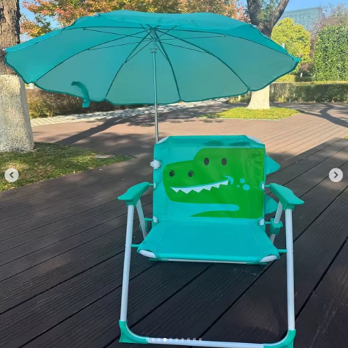 GENERICO - SILLA DE PLAYA INFANTIL PARA NIÑOS Y NIÑAS CON SOMBRILLA DISEÑO CELESTE COCODRILO MP