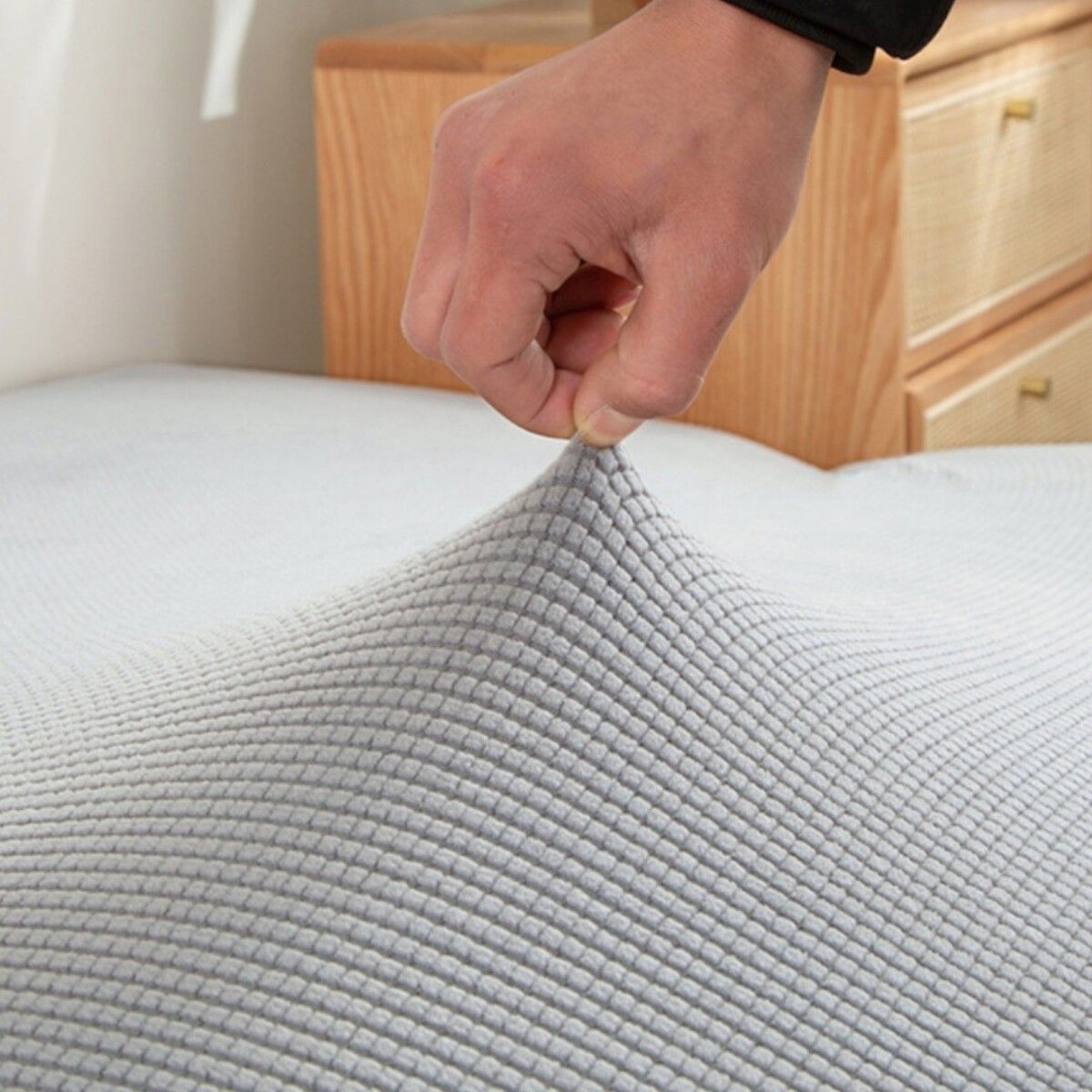 GENERICO - Funda Cubre Futon Cuadrille Elasticada Tela Gruesa Colores - Gris