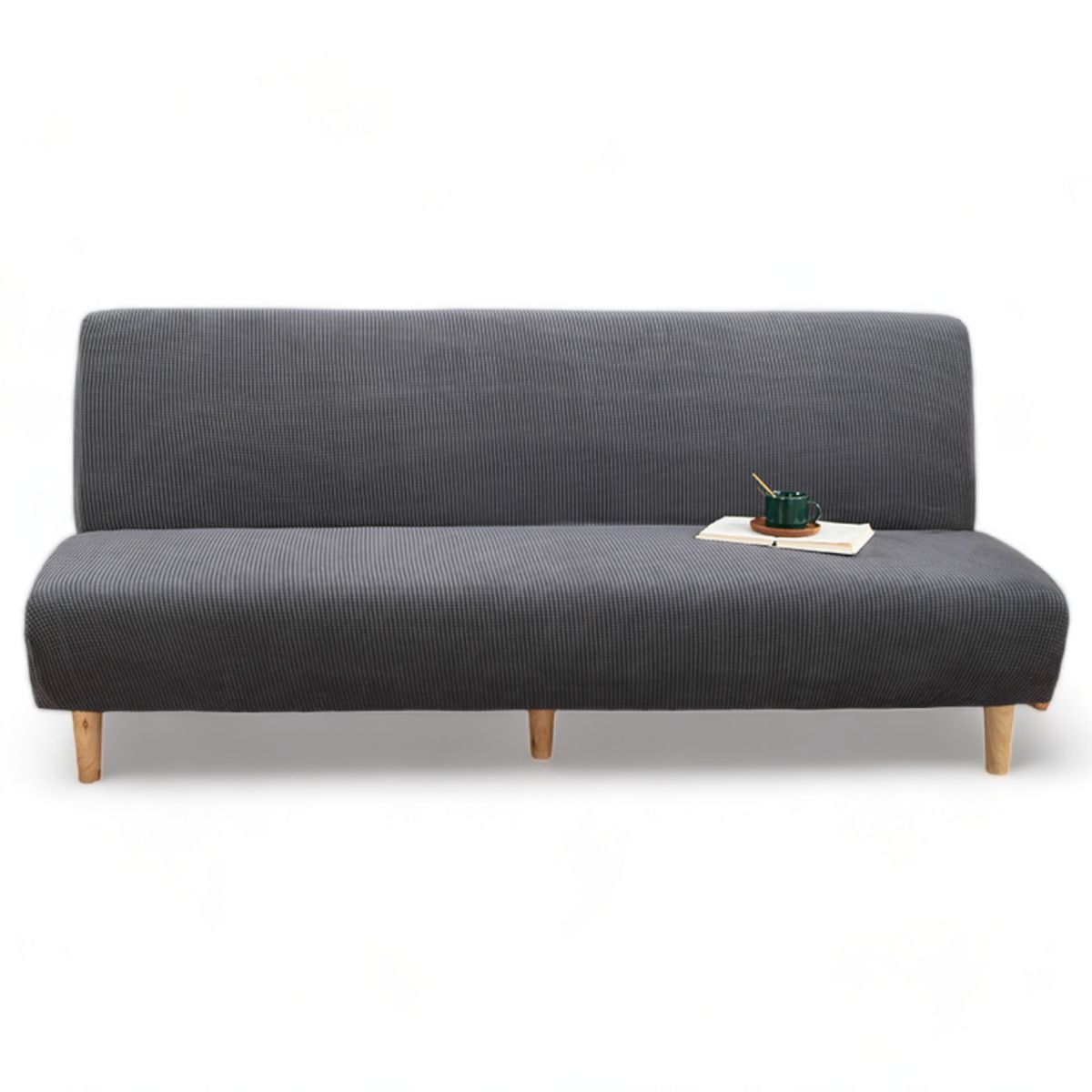 GENERICO - Funda Cubre Futon Cuadrille Elasticada Tela Gruesa Colores - Gris Oscuro