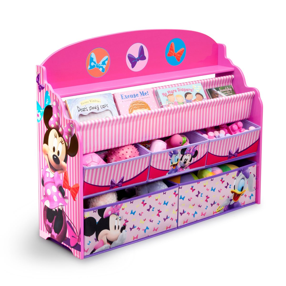 DELTA CHILDREN - Organizador de libros y juguetes Deluxe Minnie Mouse Disney - 5 contenedores