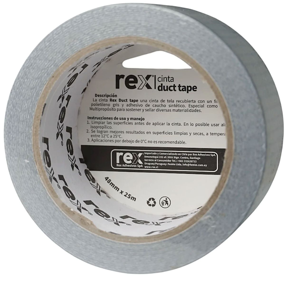 REX - Cinta Adhesiva Para Ductos 48mm x 25m - Multiuso