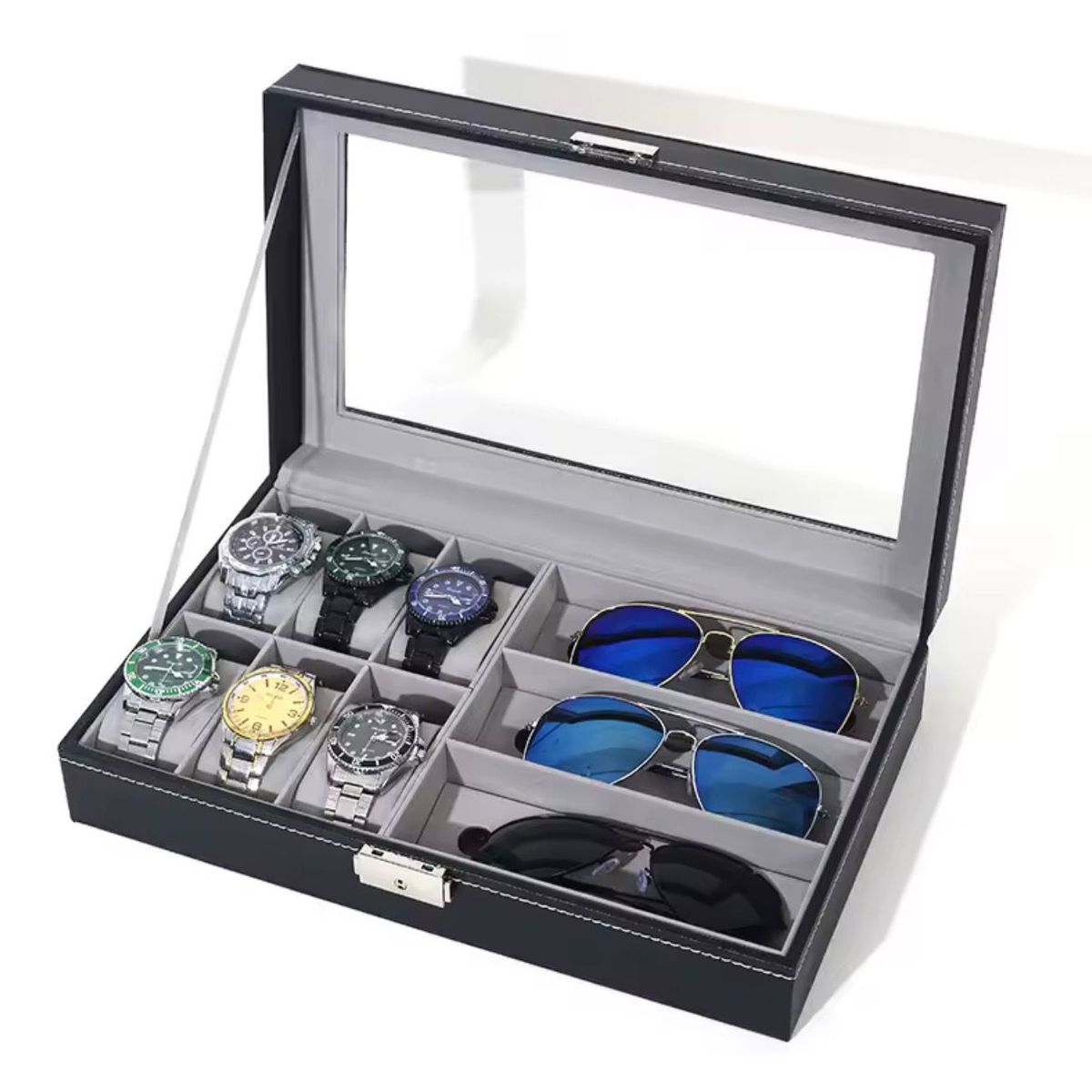 GENERICO - Estuche Caja De Organizador  Reloj  Y Anteojos