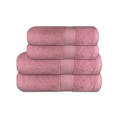 CHITECO - Pack 4 Toallas (By Lourdes) Algodón 400g Baño & Manos Rosa
