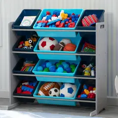DELTA CHILDREN - Organizador infantil de 12 contenedores de plástico azul y celeste