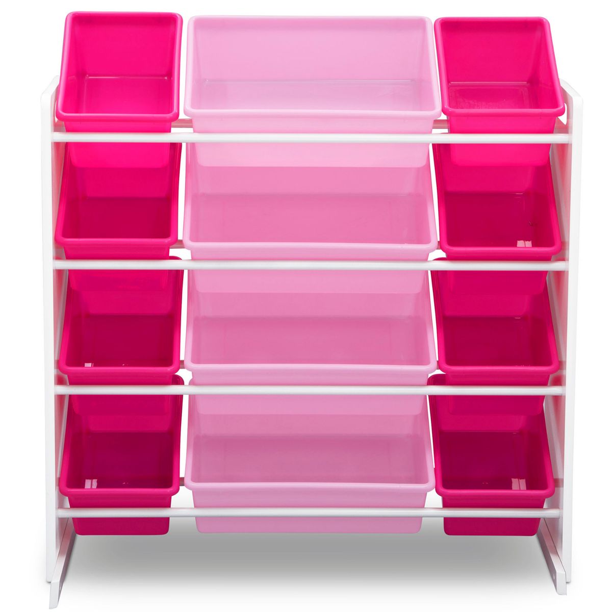 DELTA CHILDREN - Organizador infantil de 12 contenedores de plástico rosado y fucsia Delta Children