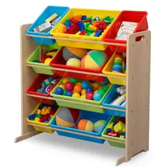 DELTA CHILDREN - Organizador infantil de 12 contenedores de plástico multicolor