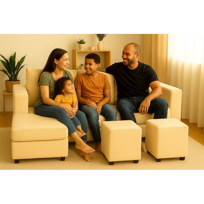 GENERICO - Sofa Seccional 3C Lusso  Beige Chaise Lounge Ambos Lados