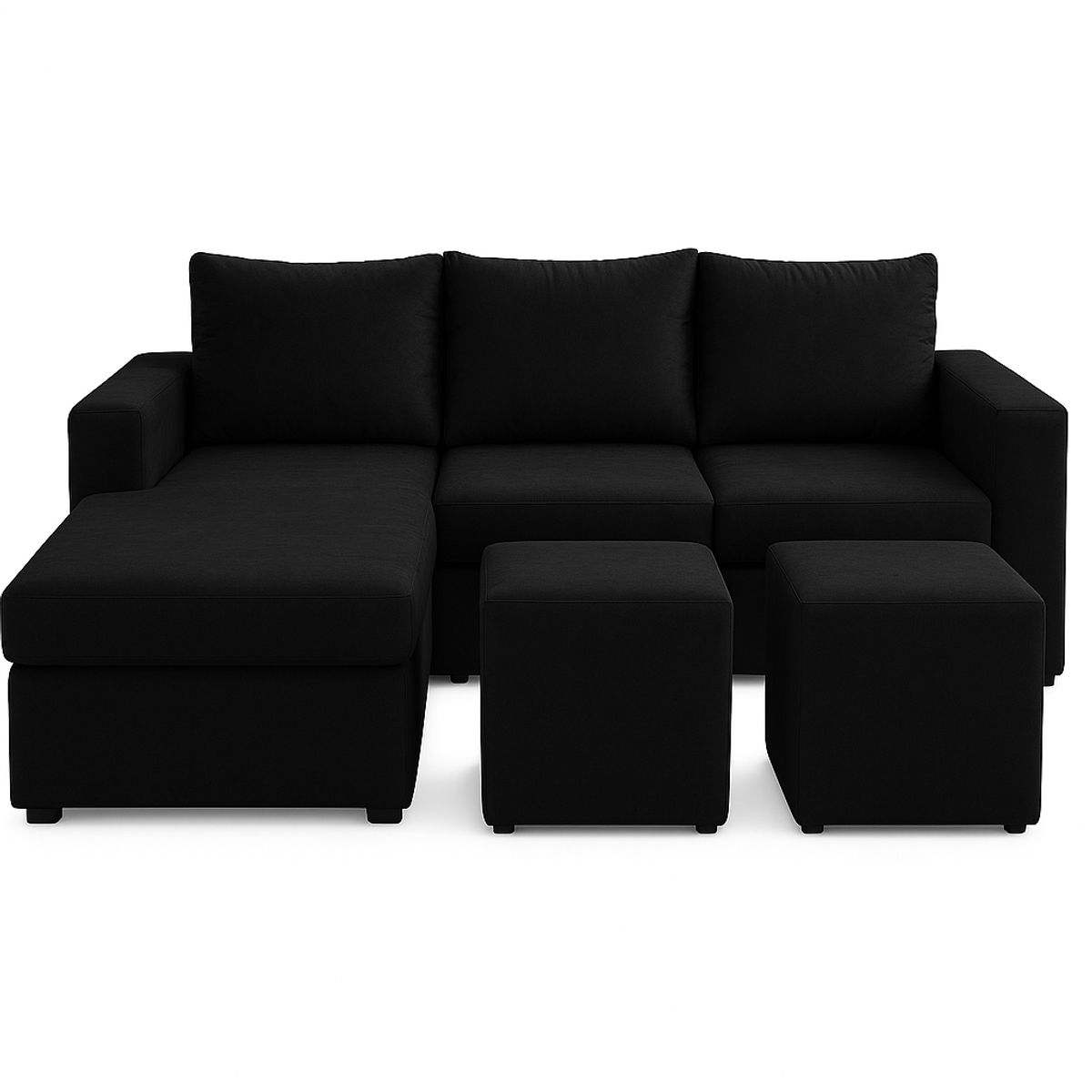 GENERICO - Sofa Seccional 3C Lusso Negro Chaise Lounge Ambos Lados