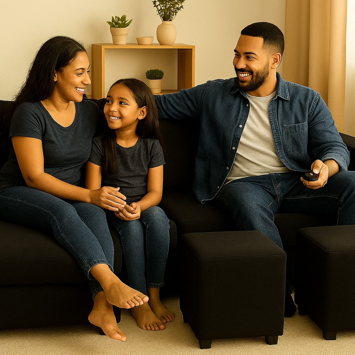 GENERICO - Sofa Seccional 3C Lusso Negro Chaise Lounge Ambos Lados