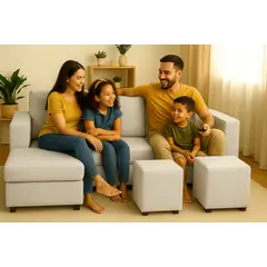 GENERICO - Sofa Seccional 3C Lusso Gris Perla Chaise Lounge Ambos Lados