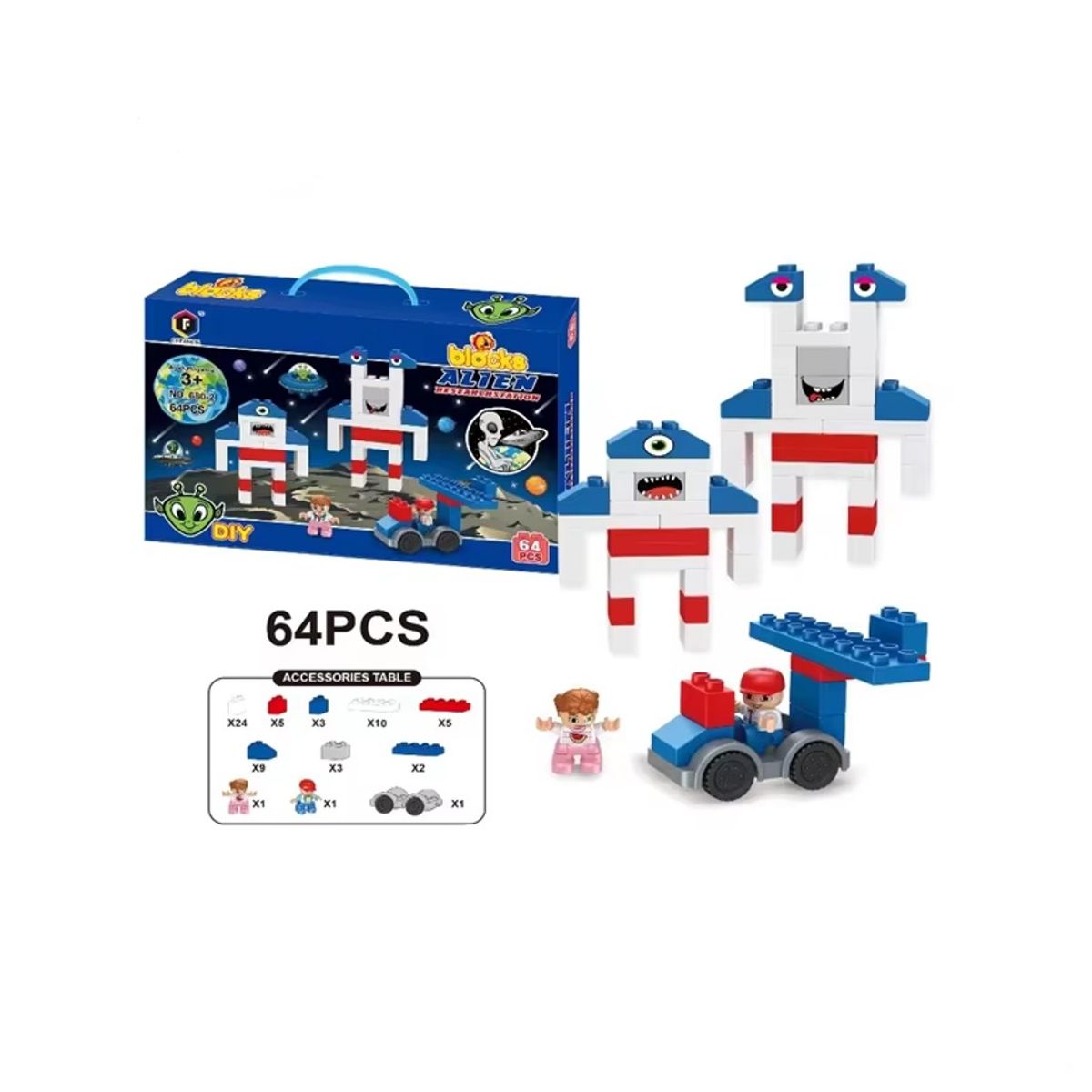 GENERICO - Juguete Set De Bloques Para Armar 64 Piezas Espacio Exterior