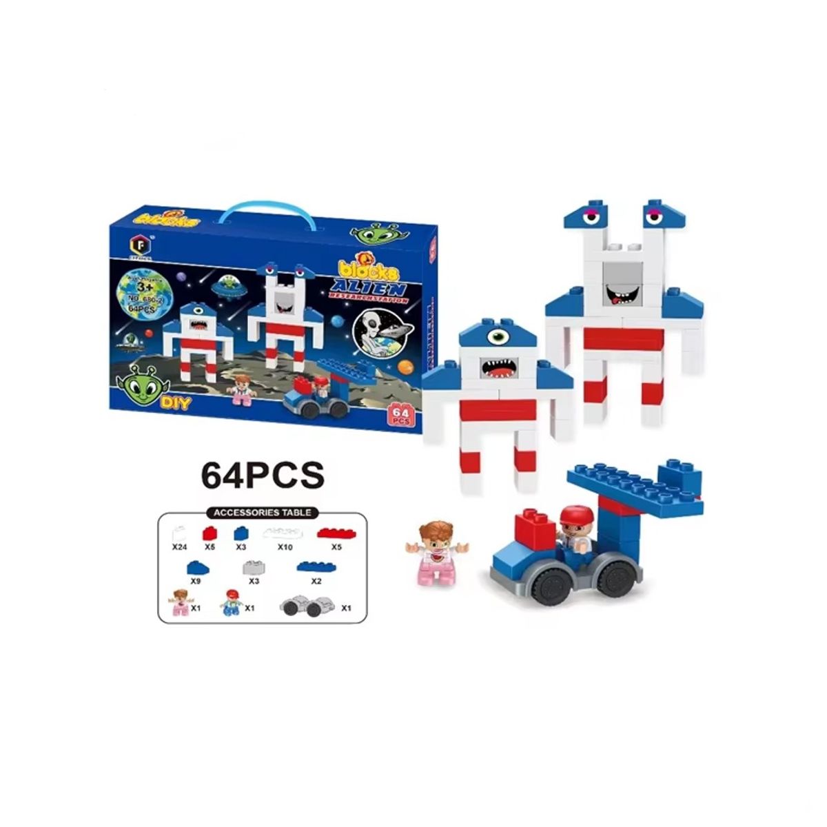 GENERICO - Juguete Set De Bloques Para Armar 64 Piezas Espacio Exterior