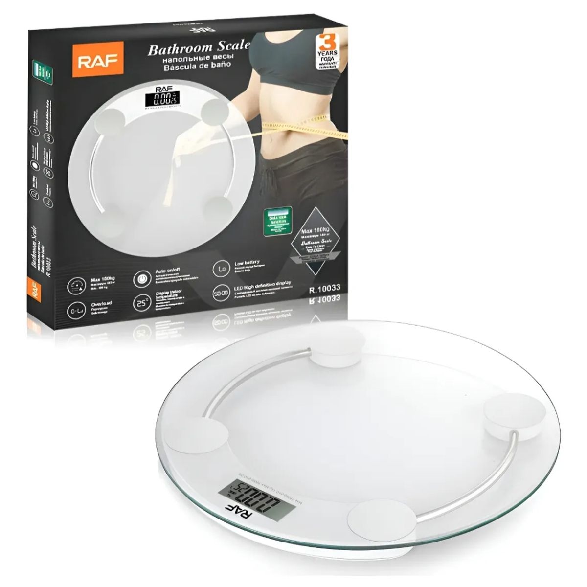 GENERICO - Báscula Balanza De Baño Hasta 180kg Raf R10033 Transparente