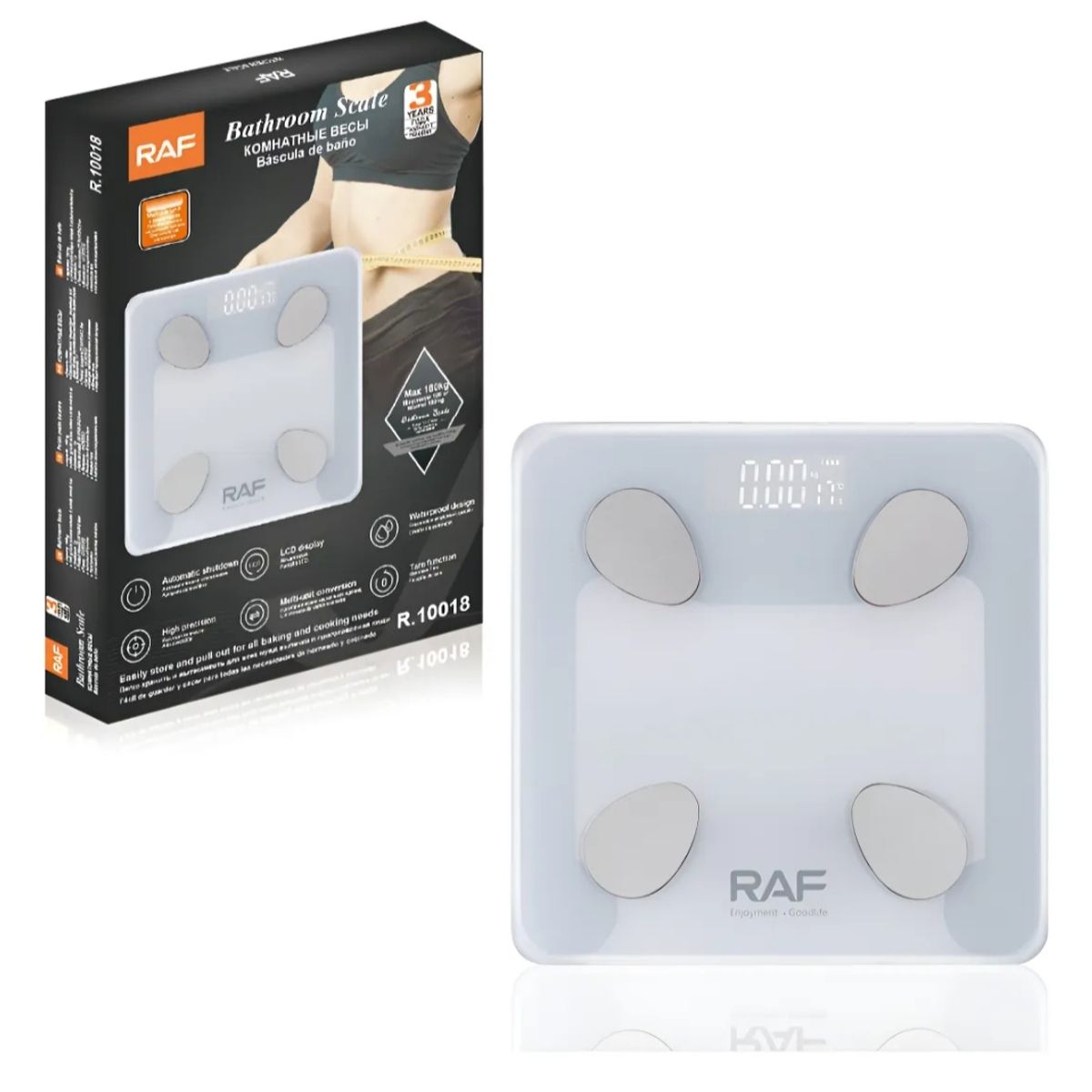 GENERICO - Báscula De Baño Digital Automático Función Tara Raf R10018 Blanco