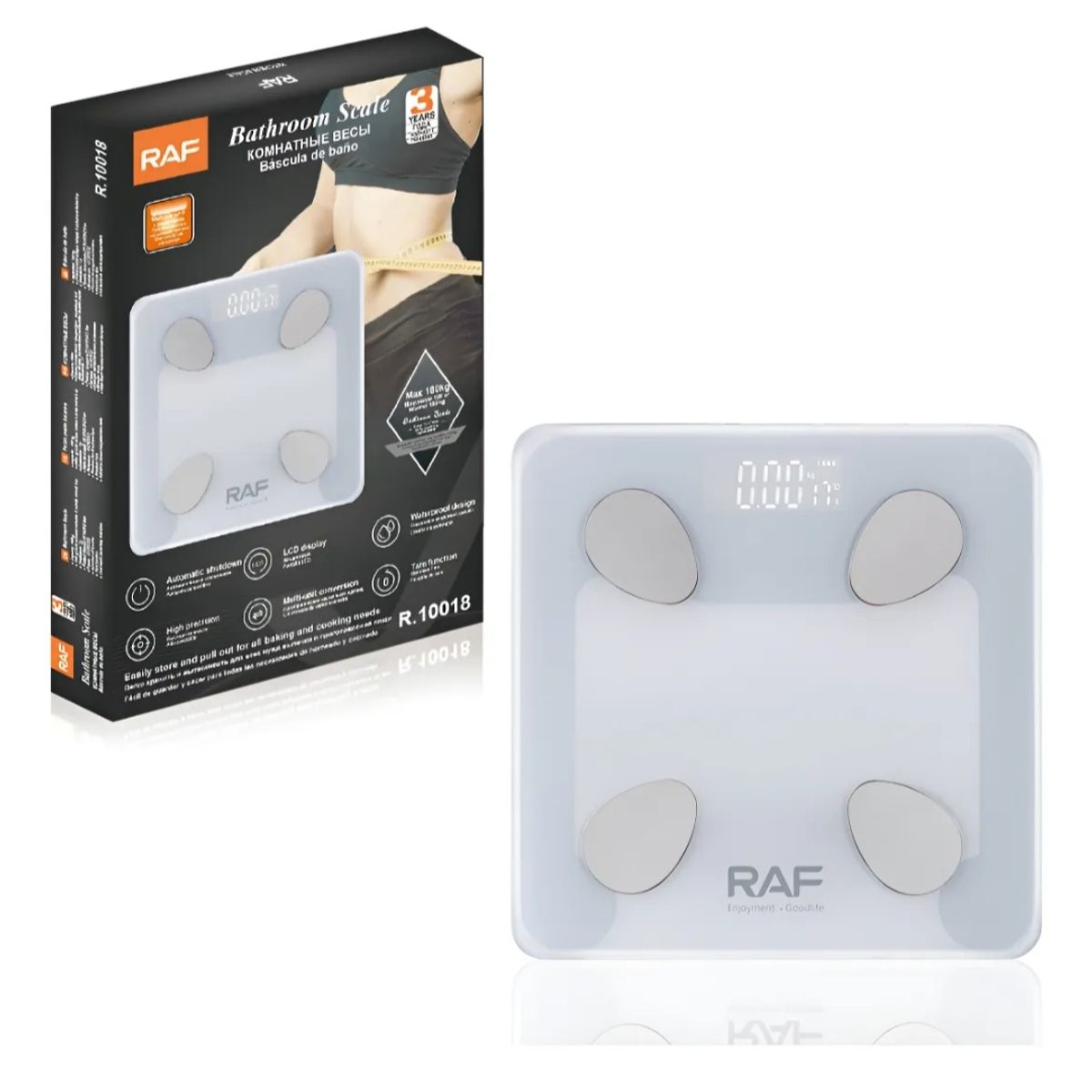 GENERICO - Báscula De Baño Digital Automático Función Tara Raf R10018 Blanco